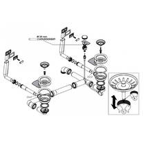 Сифон для кухонной мойки на две чаши Hansgrohe 43932800 (D15-11) хром, фото №2