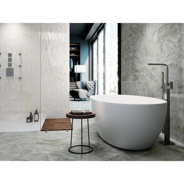 Плитка Porcelanite Dos Monaco 1217 Grey Relieve Wave 40x120 см, фото 2