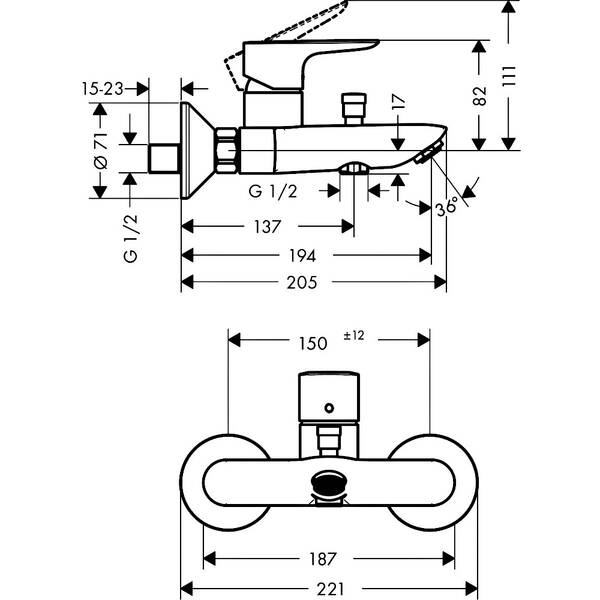 Смеситель для ванны Hansgrohe Talis E 71740670 черный матовый, фото 2
