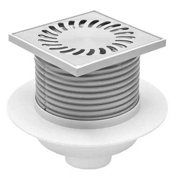 Двухкорпусный трап MCH 420 XL с вертикальным подключением DN50, h 102-156мм, квадратная решетка из нержавеющей стали, фото 2