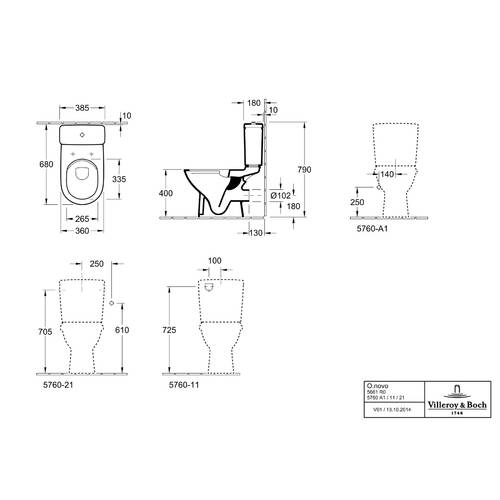 Чаша унітаза-компакта Villeroy&Boch O.novo 5661R001 без бачка та кришки, фото 3