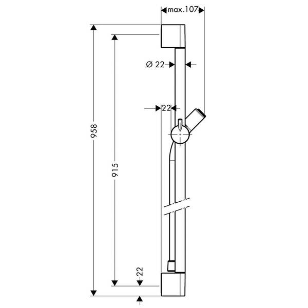 Душова штанга 90 см Hansgrohe Unica C 27610000 з тримачем-слайдером та душовим шлангом, хром, фото 2