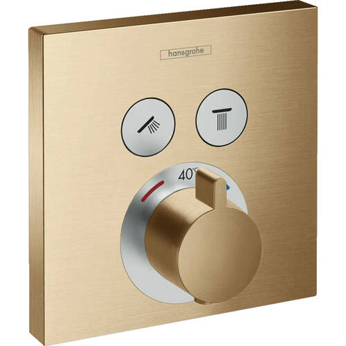 Змішувач прихованого монтажу для душу Hansgrohe ShowerSelect 15763140 з термостатом, на 2 функції, бронза, фото 1