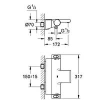 Змішувач для ванни Grohe Grohtherm 2000 34464001 з термостатом та полицею, хром, фото №3