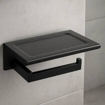 Тримач для туалетного паперу Devit City 1640160B з полицею чорний матовий, фото №1