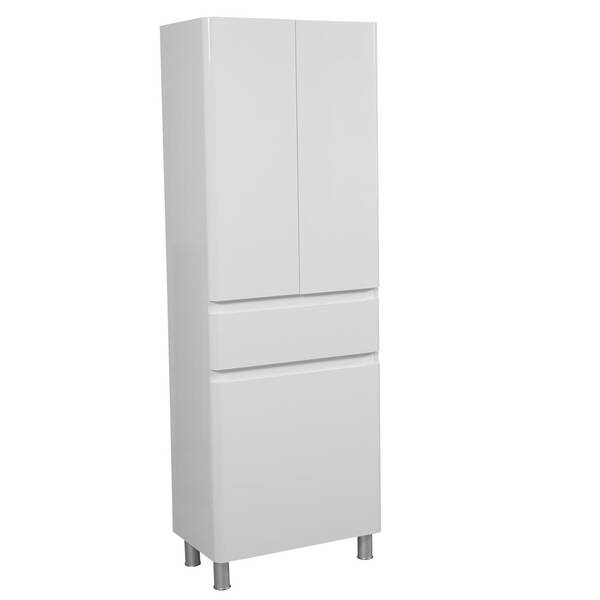 Пенал Аква Родос Акцент 30247 підлоговий 60 см з кошиком для білизни білий, фото 1