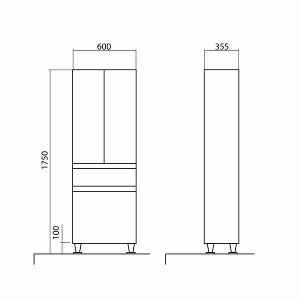 Пенал Аква Родос Акцент 30247 підлоговий 60 см з кошиком для білизни білий, фото 3