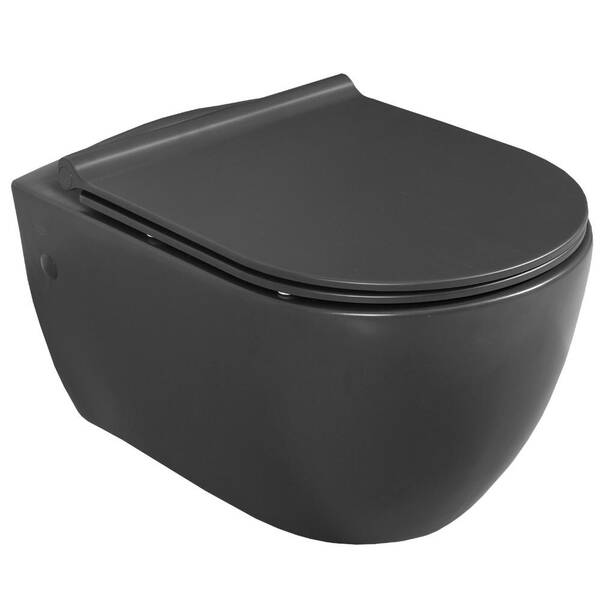 7943 CITY Унітаз підвісний безобідковий з кришкою Bella Soft-Close, чорний матовий — фото 2