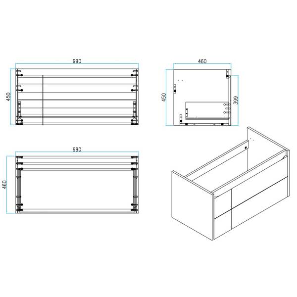 Тумба з раковиною Devit Laguna 0022110A підвісна 100 см антрацит, фото 3