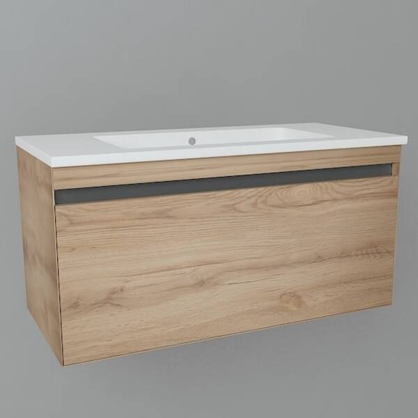 Тумба з раковиною Devit Up 0021120L підвісна 80 см світлий дуб, фото 1