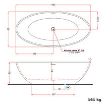 Ванна зі штучного каменю Treesse Carezza V308BO 180x85 см, білий матовий, фото №4