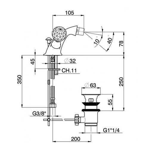 Змішувач для біде Devit Charlestone CN60155002G, фото 2