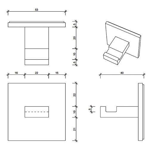 Гачок Decor Walther Brick BK KHAK1 0593900 одинарний, хром, фото 2