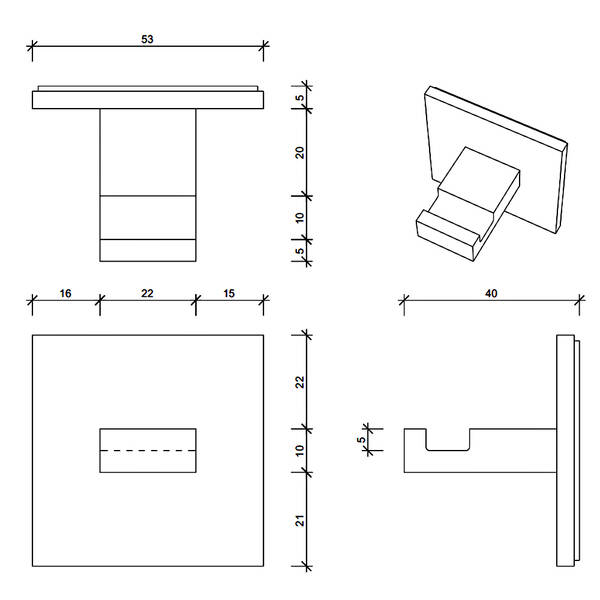 Гачок Decor Walther Brick BK KHAK1 0593900 одинарний, хром, фото 2