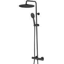 Душова система Bossini Elios L10172 073 з термостатом верхнім та ручним душем зі шлангом, чорний мат, фото №2