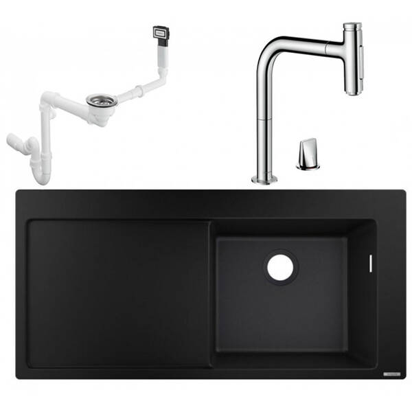 Мойка для кухни Hansgrohe C51 43219000 (C51-F450-08) со смесителем и сифоном, фото 1