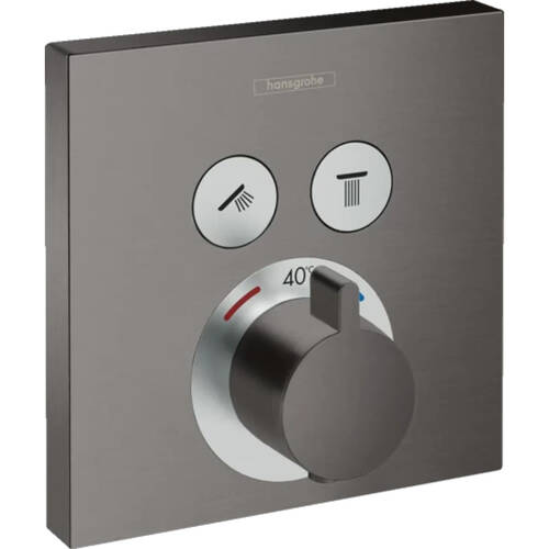 Смеситель скрытого монтажа для душа Hansgrohe ShowerSelect 15763340 с термостатом, на 2 функции, черный хром, фото 1
