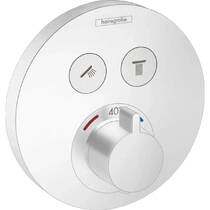 Змішувач прихованого монтажу для душу Hansgrohe ShowerSelect S 15743700 з термостатом, на 2 функції, білий матовий, фото №1