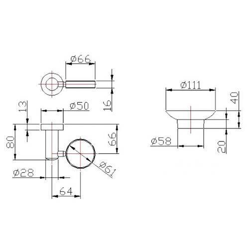 Мильниця Genwec Italica series GW05 04 06 02 з тримачем, хром, фото 2