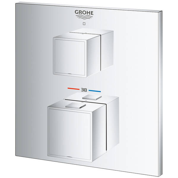 Змішувач прихованого монтажу для душу Grohe Grohtherm Cube 24153000 з термостатом, на 1 вихід, хром, фото 4