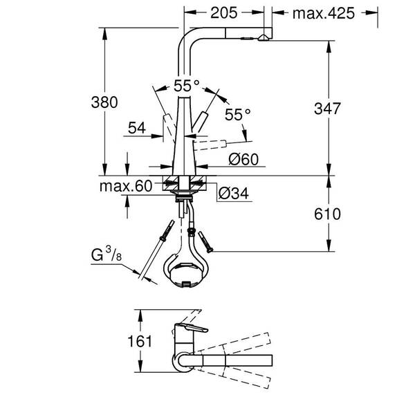 Смеситель для кухни Grohe Zedra 32553002 с выдвижной воронкой Dua, хром, фото 6