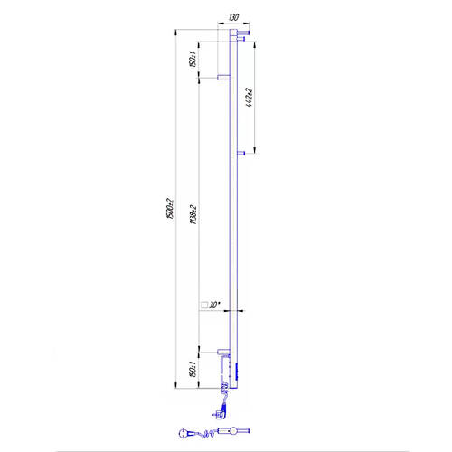 Полотенцесушитель электрический Mario Ray Cubo-I 1500x30/130 TR 1500х30 мм полированная нержавеющая сталь 50 Вт, фото 3