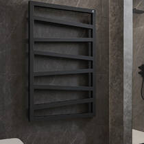 Полотенцесушитель электрический Terma ZigZag WLZIG083050K9M5E8TS1D 835х500 мм черный 300 Вт, фото №1