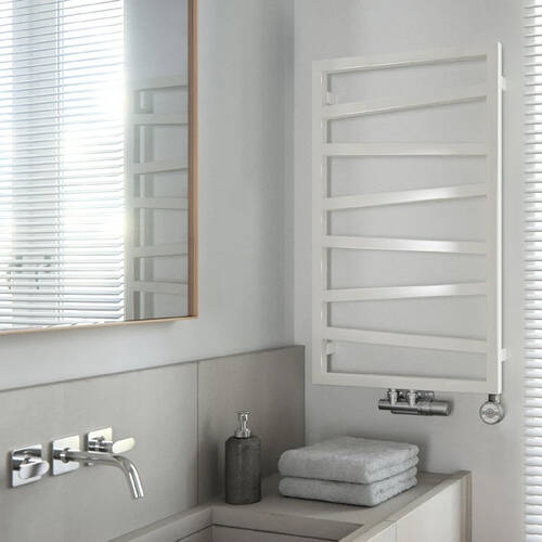 Рушникосушарка електрична Terma ZigZag 835х500 мм білий, ефект SoftTouch 300 Вт, фото 4