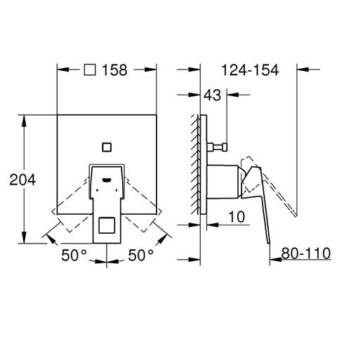 Смеситель скрытого монтажа для ванны/душа Grohe Eurocube 24062000 хром, фото 4