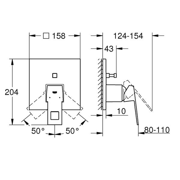 Смеситель скрытого монтажа для ванны/душа Grohe Eurocube 24062000 хром, фото 4