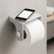 Тримач для туалетного паперу Decor Walther Stone TPH4 0974554 з полицею, білий/хром, фото №1