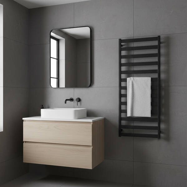 Рушникосушарка електрична Terma Vivo One 1390х500 мм чорний матовий 600 Вт, фото 1