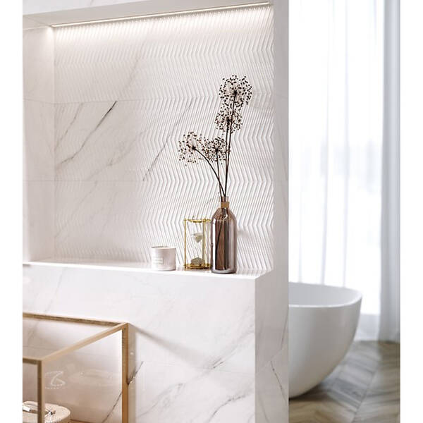 Плитка Opoczno Pl+ Carrara Chic White Chevron Structure Glossy 29x89 см, фото 3