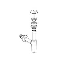 Сифон для раковины Geberit 151.020.21.1 с соединительным элементом и крышкой сливного отверстия, хром глянцевый, фото №2