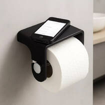 Тримач для туалетного паперу Decor Walther Black Stone TPH4 0974565 з полицею, без кришки, чорний матовий, фото №1