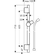 Душова штанга 65 см Hansgrohe Unica S Puro 28632990 з тримачем-слайдером та душовим шлангом 160 см, золото, фото №2