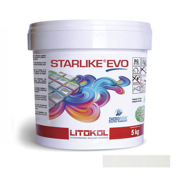 Заповнювач для швів Litokol Starlike Evo 100 епоксидний двокомпонентний 5кг екстра біла, фото 1