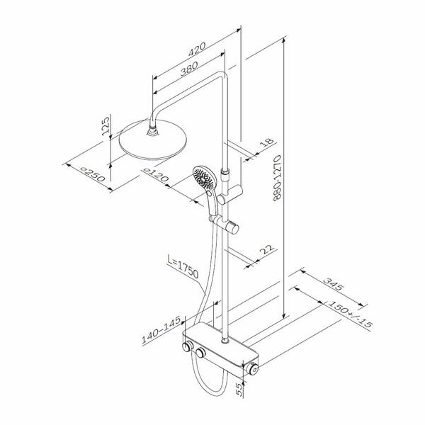 Душевая система AM.PM Inspire V2.0 F0750A400 с термостатом, фото 2