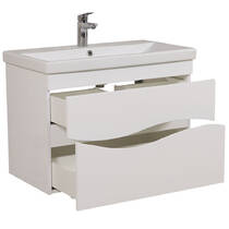 Тумба Аква Родос Альфа 7668 підвісна біла з раковиною Еліт 80 см, фото №2