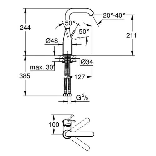 Смеситель для раковины Grohe Essence 23541001 хром, фото 2