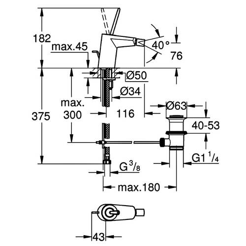Змішувач для біде Grohe Eurodisc Joy 24036000 хром, фото 2