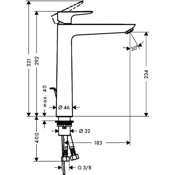 Змішувач для раковини Hansgrohe Talis E 71716340 хром чорний матовий, фото 2