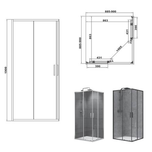 Душевая кабина Devit Art 2.0 FEN2140 90х90 см без поддона, стекло прозрачное, профиль хром, фото 2