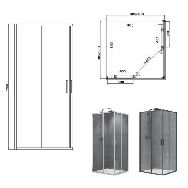 Душевая кабина Devit Art 2.0 FEN2140 90х90 см без поддона, стекло прозрачное, профиль хром, фото 2