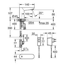 Смеситель для раковины Grohe Euroeco Cosmopolitan E 36269000 без смесителя, инфракрасный автоматический кран, хром, фото №2