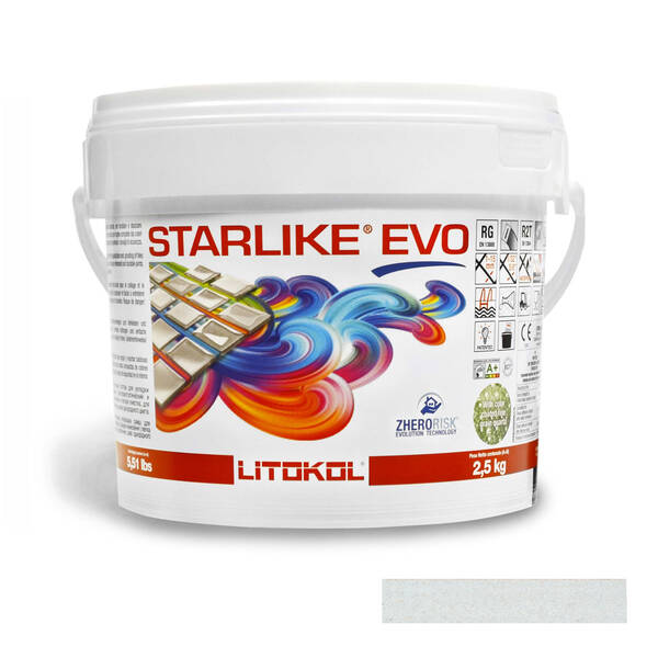 Заповнювач для швів Litokol Starlike Evo 102 епоксидний двокомпонентний 2,5кг біла крига, фото 1