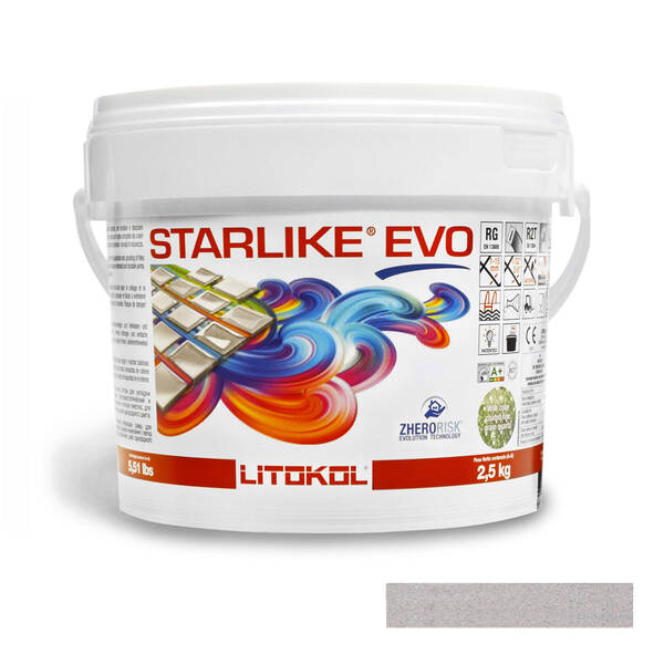 Заповнювач для швів Litokol Starlike Evo 110 епоксидний двокомпонентний 2,5кг сірий перламутр, фото 1