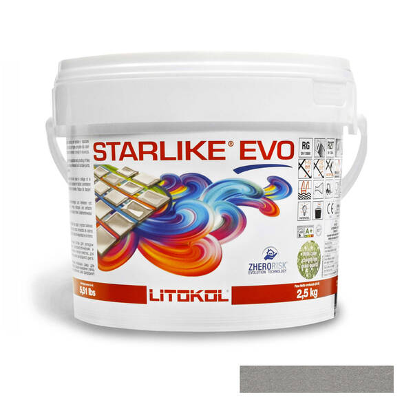 Заповнювач для швів Litokol Starlike Evo 120 епоксидний двокомпонентний 2,5кг свинець, фото 1