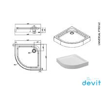 Душевой поддон Devit Universal FTR3162 100x100х 15 см четверть круга, фото №2