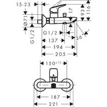 Набір змішувачів Hansgrohe Logis 71100000, 71400000, 26584400 (змішувач для раковини, змішувач для ванни, душовий набір), фото №3